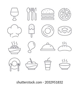 Food and drinks  icons set. Food and drinks    pack symbol vector elements for infographic web