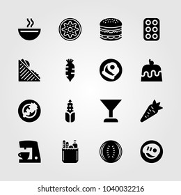 Food And Drinks icons set. Vector illustration groceries, eggs, carrot and breakfast