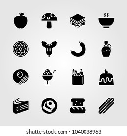 Food And Drinks icons set. Vector illustration ice cream, cake, breakfast and mushroom