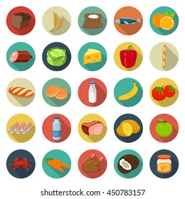 Food and drinks icons set. Vector