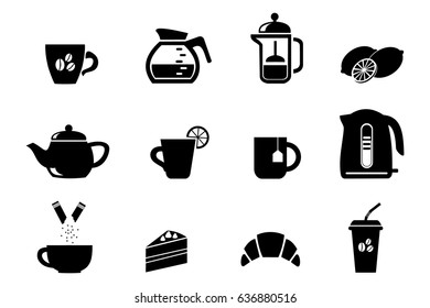 Food. Drinks. The icons set. Vector illustration isolated on white background.