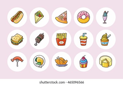 Food and drinks icons set,eps10