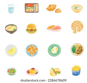 Food and drinks illustration such a meal, a glass of water