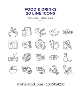 Food and Drinks Line Icons