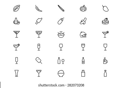 Food and Drinks Line Vector Icons 16