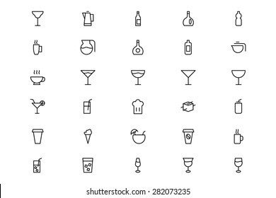 Food and Drinks Line Vector Icons 17