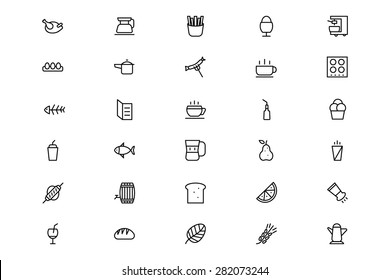 Food and Drinks Line Vector Icons 6