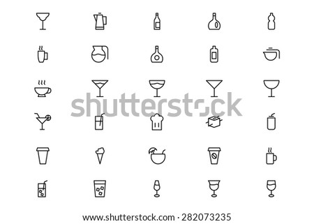 Food and Drinks Line Vector Icons 17
