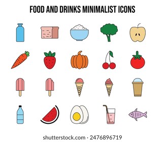 Food and Drinks Minimalist Vector Colored Icon for UX UI web design