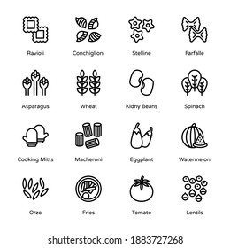 Food and Drinks Outline Icons - Stroked, Vectors