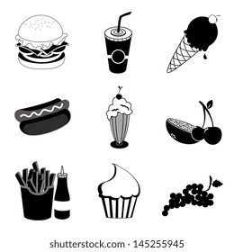 food and drinks over white background vector illustration