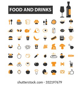 food, drinks, restaurant, menu icon & sign concept vector set for infographics, website