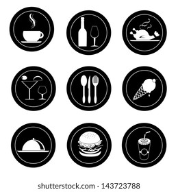 food and drinks seals over white background vector illustration