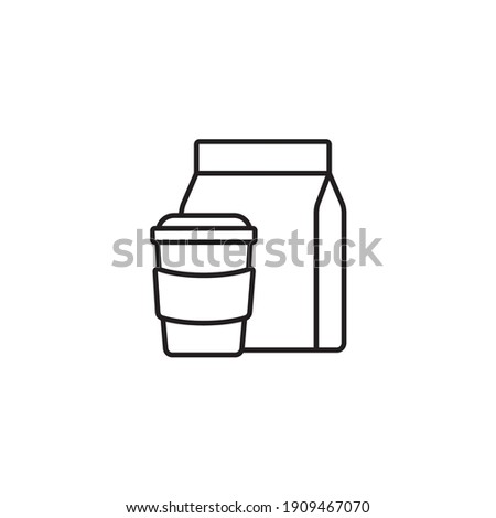 Food and drinks take away, coffee to go, takeout food simple thin line icon vector illustration