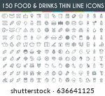 Food and drinks thin line icons set. Vector Illustration