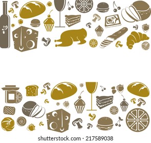food and drinks variety icons background vector