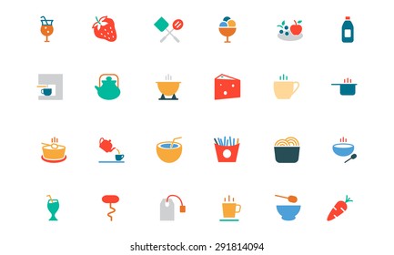 Food and Drinks Vector Colored Icons