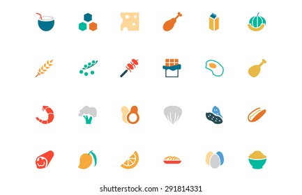 Food and Drinks Vector Colored Icons
