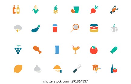 Food and Drinks Vector Colored Icons 