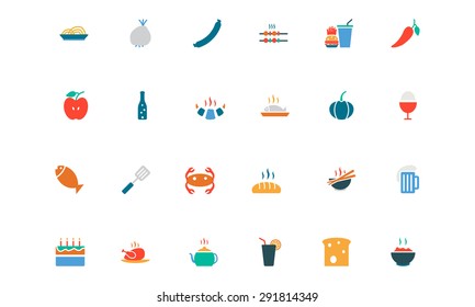 Food and Drinks Vector Colored Icons
