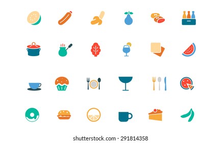 Food and Drinks Vector Colored Icons