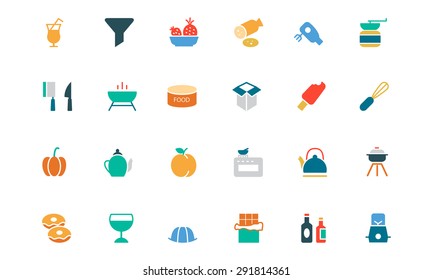 Food and Drinks Vector Colored Icons