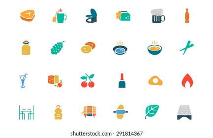 Food and Drinks Vector Colored Icons