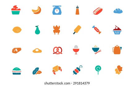 Food and Drinks Vector Colored Icons