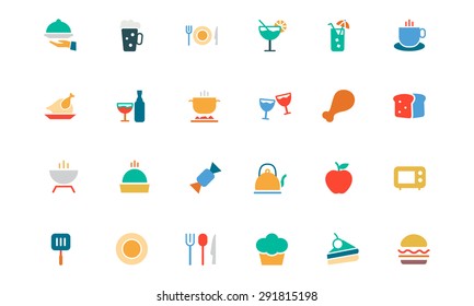 Food and Drinks Vector Colored Icons