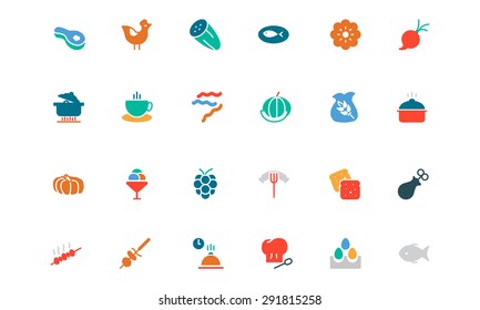Food and Drinks Vector Colored Icons