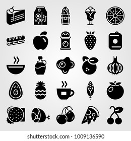 Food And Drinks vector icon set. drink, tomato, milk and avocado