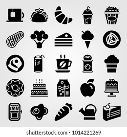 Food And Drinks vector icon set. coffee, doughnut, cup and coffee cup