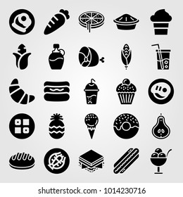 Food And Drinks vector icon set. drink, ice cream, bread and pineapple