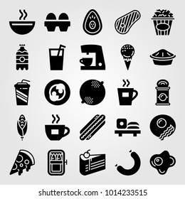 Food And Drinks vector icon set. eggs, soft drink, lemon and soup