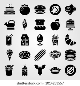 Food And Drinks vector icon set. cookie, drink, egg and hot dog