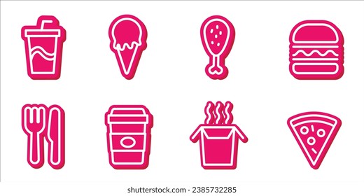 Food and drinks vector line icons, set for mobile and desktop screens design, app icon. Vector illustration.