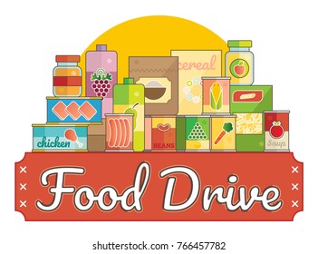 Food Drive Charity Movement Logo Vector Illustration