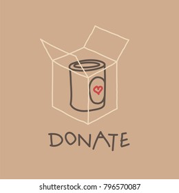 Food Drive Non Perishable Food Charity Movement, Vector Badge Logo Illustration