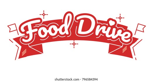 Food Drive Non Perishable Food Charity Movement, Vector Badge Logo Illustration