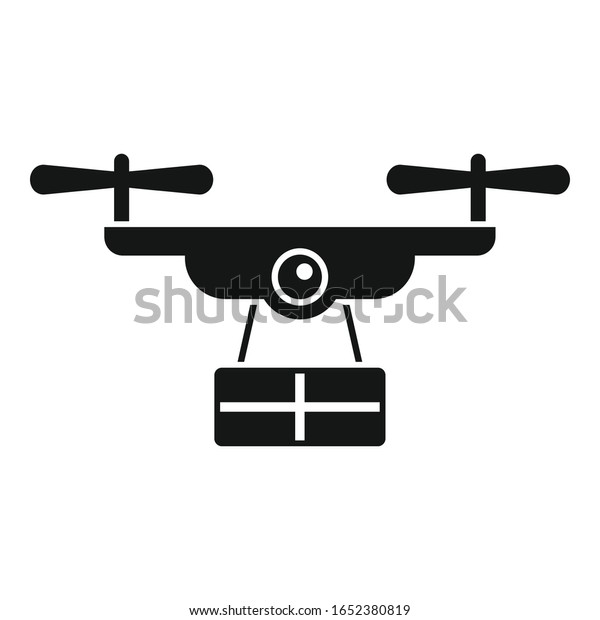 Food drone delivery icon. Simple illustration\
of food drone delivery vector icon for web design isolated on white\
background
