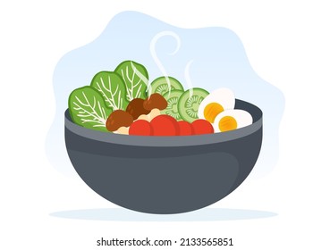 Food at Each Meal with Health Benefits, Balanced Diet, Vegan,  Nutritional and the Food Should be Eaten Every Day in Flat Background Illustration