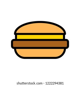 food editable outline icon of healthy meat burger in flat design.