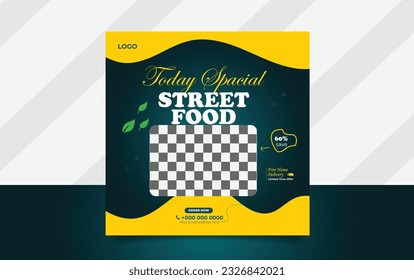 food Editable square banner template design for social media post design advertisment. food Social Media Post restaurant and culinary digital Promotion. shape vector, creative color, ad.