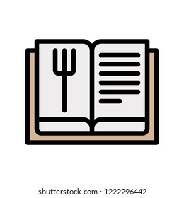 food editable stroke icon of menu book in flat design.