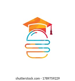 Food education vector logo design. Burger and graduation cap icon.