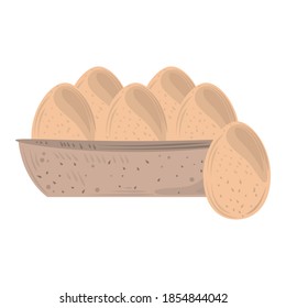 food, eggs on basket isolated white background vector illustration