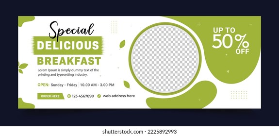 Food Facebook banner design Template . Modern promotional. Travel, food ,cover facebook and Editable advertising sale banner social media post design template