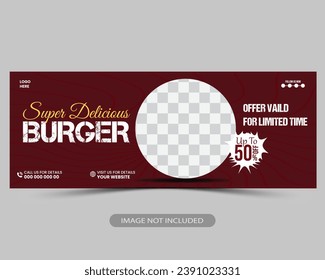 Food facebook cover design for restaurant business ads and marketing promotion, timeline cover template, social media header post, web banner template