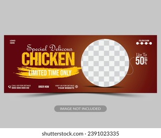 Food facebook cover design for restaurant business ads and marketing promotion, timeline cover template, social media header post, web banner template