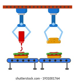ícono plano de fábrica de alimentos de ilustración vectorial